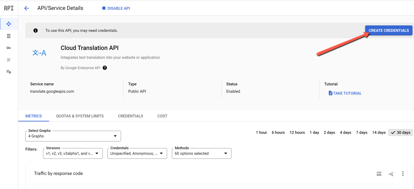 How to generate an API key for Google Translate? iLangL